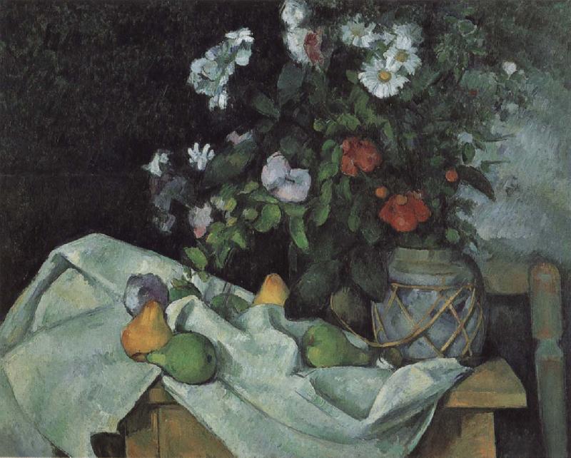 Paul Cezanne Still Life with Flowers and Fruit oil painting image